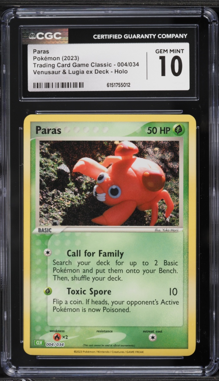 2023 Pokemon TCG Classic Collection Holo Paras #4 CGC 10 GEM MINT