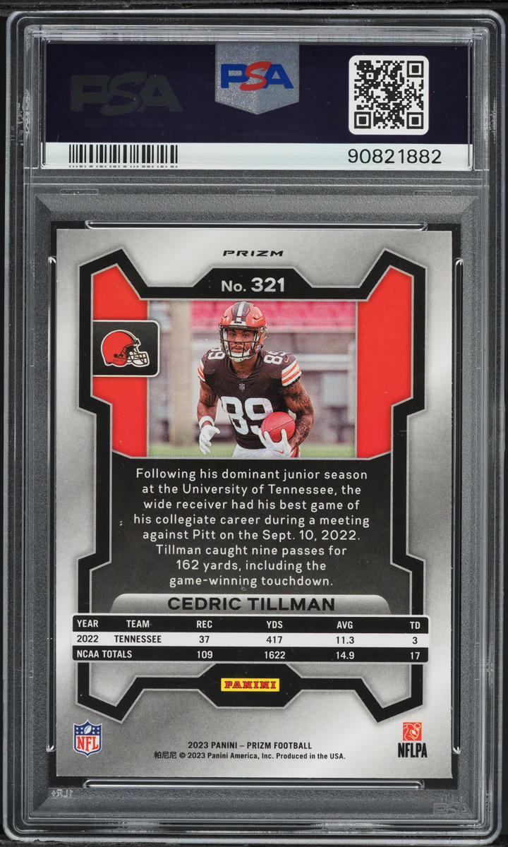 2023 Panini Prizm Snakeskin Cedric Tillman ROOKIE #321 PSA 10 GEM MINT