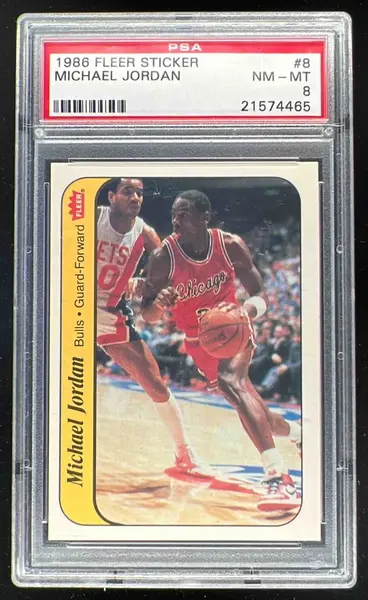 1986-87 Fleer Stickers #8 Michael Jordan RC BGS 8 on Fanatics Collect