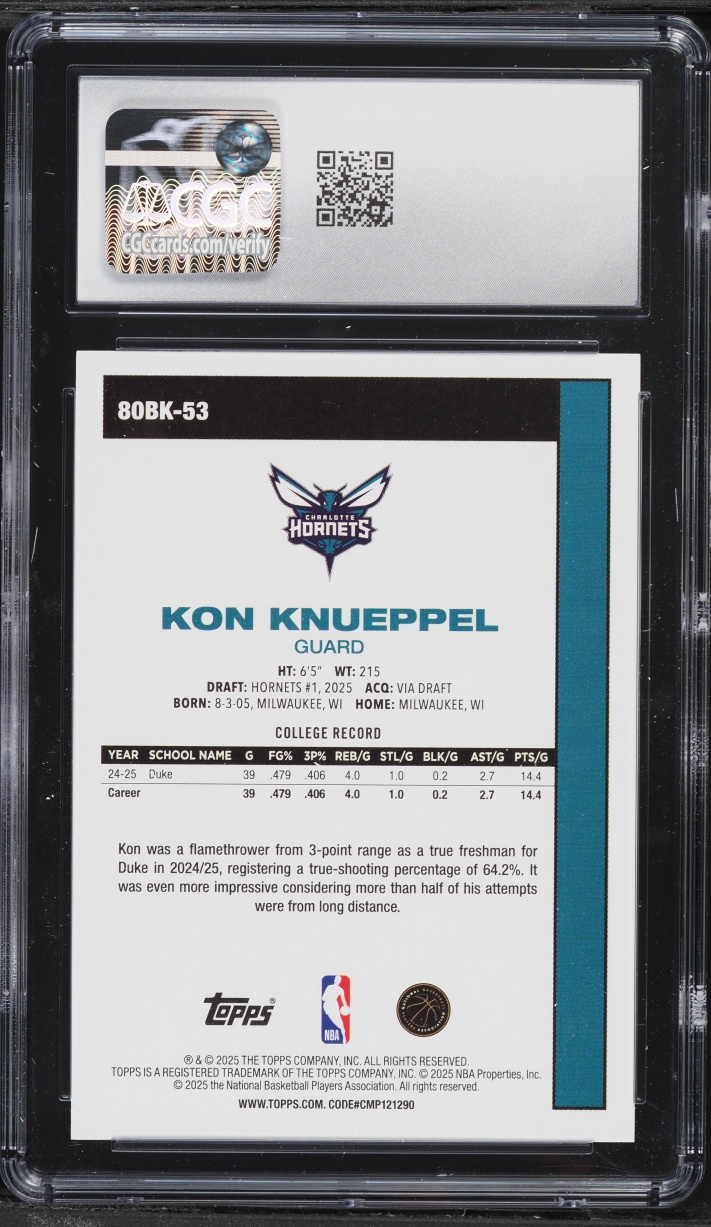 2025 Topps '80 Kon Knueppel ROOKIE #80BK-53 CGC 10 GEM MINT