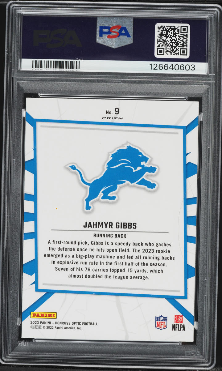 2023 Donruss Optic My House! Jahmyr Gibbs ROOKIE #9 PSA 10 GEM MINT
