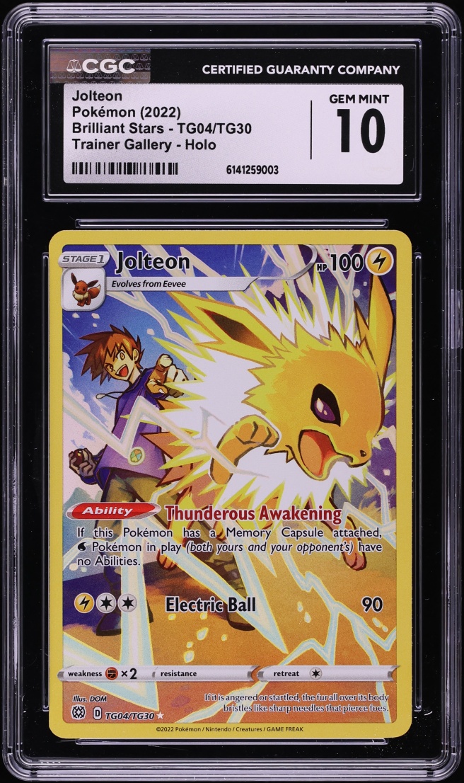 2022 Pokemon Sword & Shield Brilliant Stars CHR Jolteon #TG04 CGC 10 GEM MINT