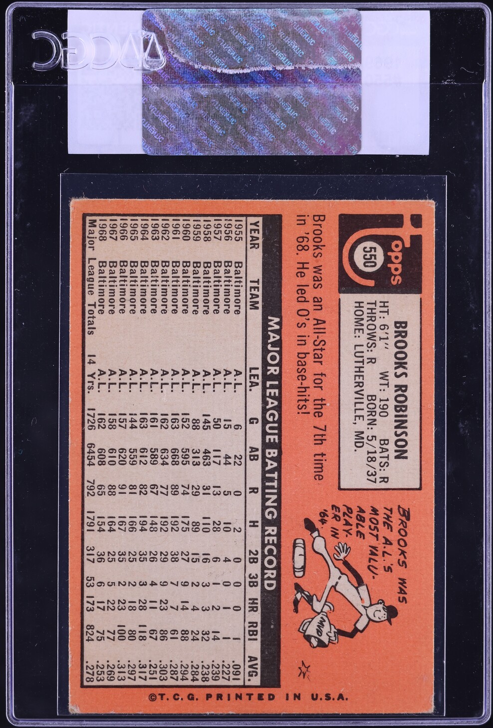 1969 Topps Brooks Robinson #550 CGC AUTH