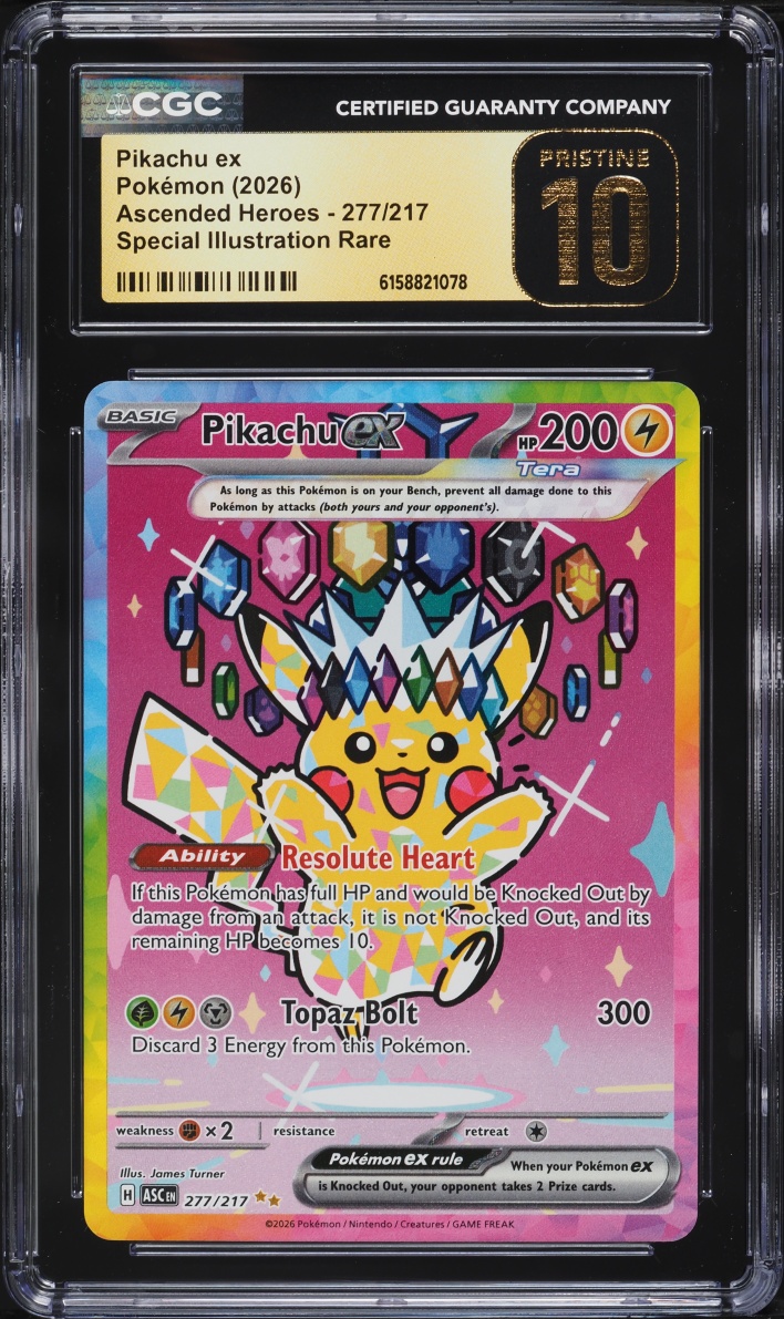 2026 Pokemon Mega Evolution Ascended Heroes SIR Pikachu EX #277 CGC 10 PRISTINE