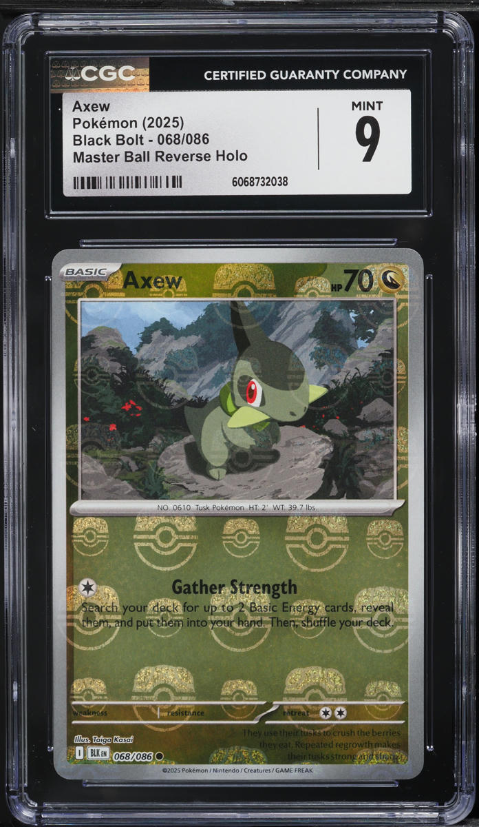 2025 Pokemon SV Black Bolt Master Ball Reverse Holo Axew #68 CGC 9 MINT