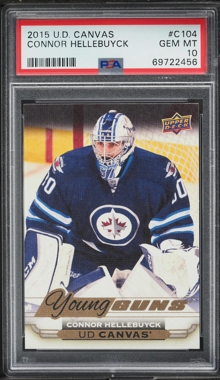 2015 Upper Deck Canvas Young Guns Connor Hellebuyck ROOKIE #C104 PSA 10 GEM MINT