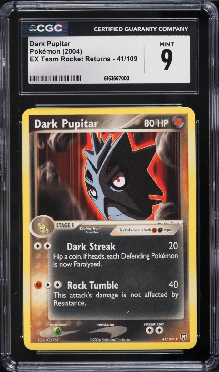 2004 Pokemon EX Team Rocket Returns Dark Pupitar #41 CGC 9 MINT