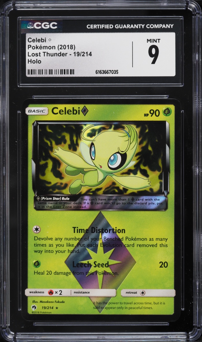2018 Pokemon Sun & Moon Lost Thunder Holo Celebi #19 CGC 9 MINT