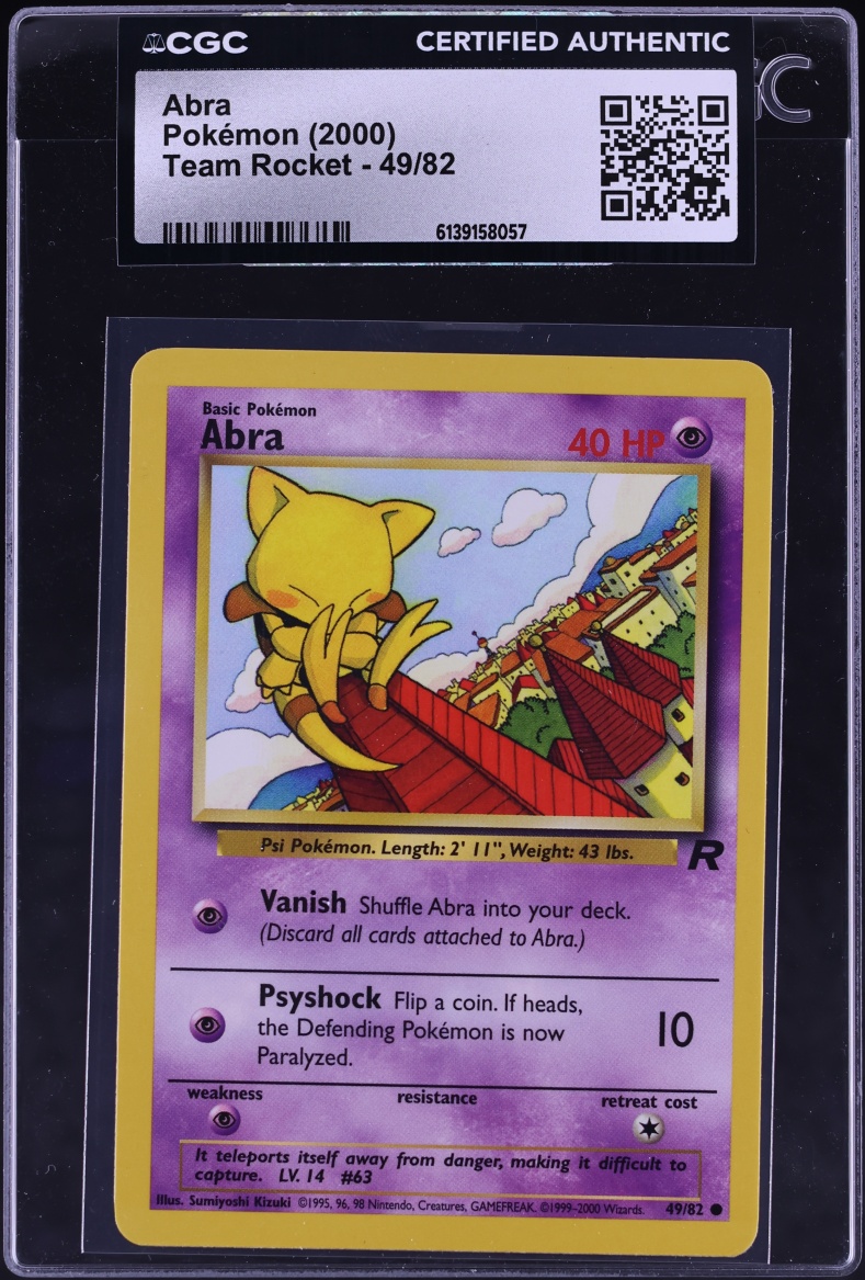 2000 Pokemon Team Rocket Abra #49 CGC AUTH