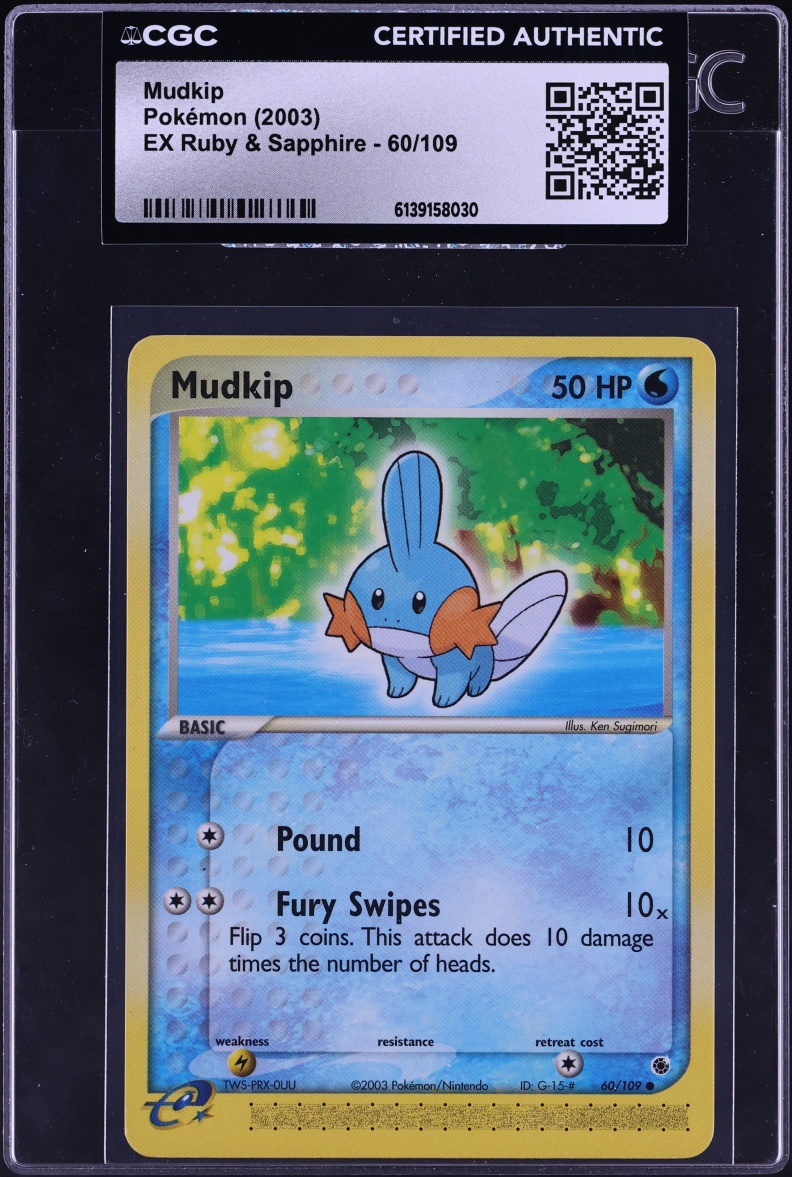 2003 Pokemon EX Ruby & Sapphire Mudkip #60 CGC AUTH