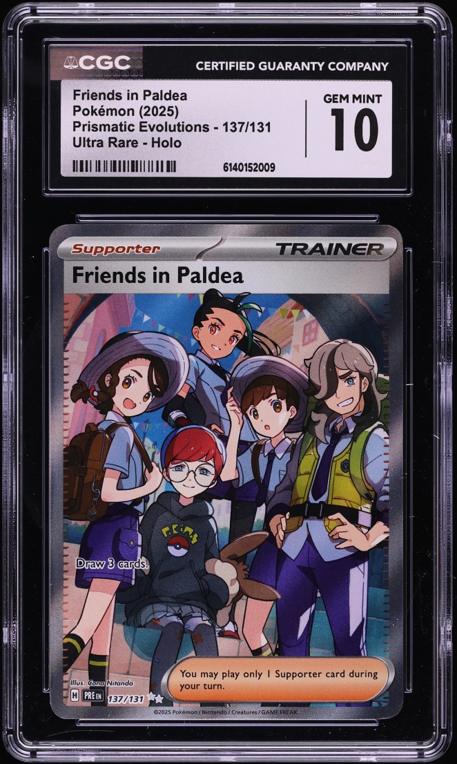 2025 Pokemon Scarlet & Violet Prismatic Evolutions Full Art Friends In Paldea #137 CGC 10 GEM