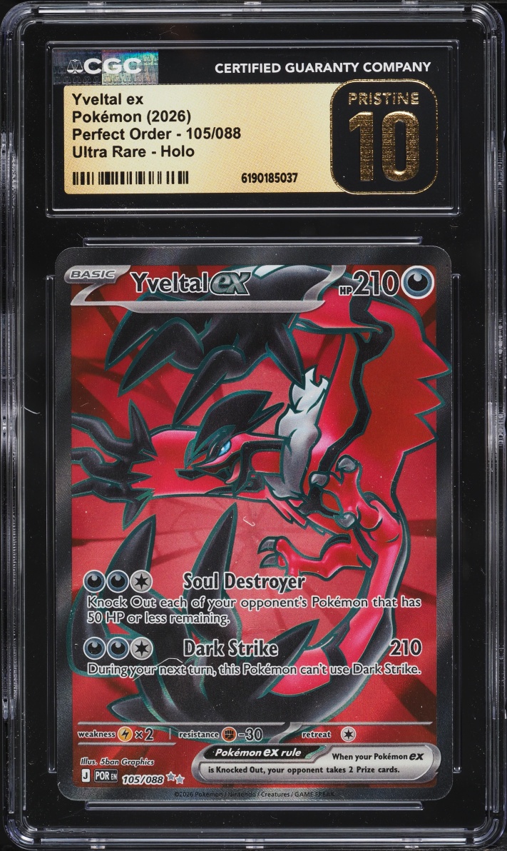 2026 Pokemon Mega Evolution Perfect Order Full Art Yveltal Ex #105 CGC 10 PRISTINE