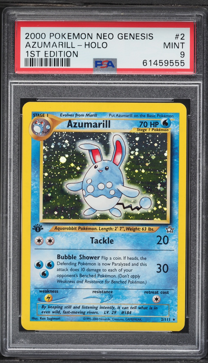 2000 Pokemon Neo Genesis 1st Edition Holo Azumarill #2 PSA 9 MINT