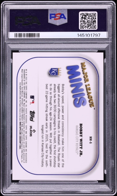 2025 Topps Chrome Update Major League Minis Bobby Witt Jr. #MM-6 PSA 10 GEM MINT