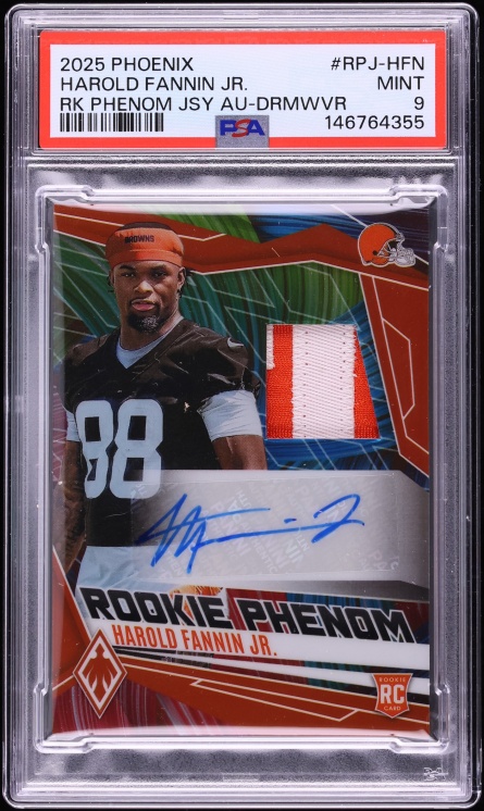 2025 Panini Phoenix Phenom Dream Waver Harold Fannin Jr ROOKIE PATCH AUTO /6 #RPJHFN PSA 9 MINT