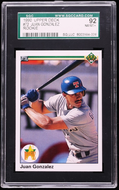 1990 Upper Deck Juan Gonzalez ROOKIE #72 SGC 8.5 NM-MT+