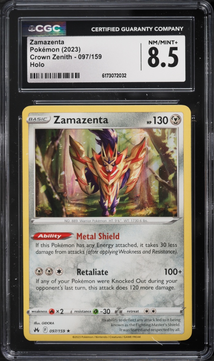 2023 Pokemon Sword & Shield Crown Zenith Holo Zamazenta #97 CGC 8.5 NM-MT+