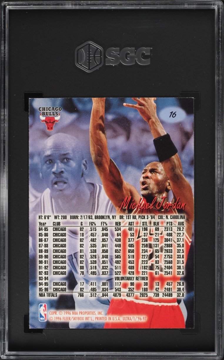 1996 Ultra Basketball Michael Jordan #16 SGC 8 NM-MT