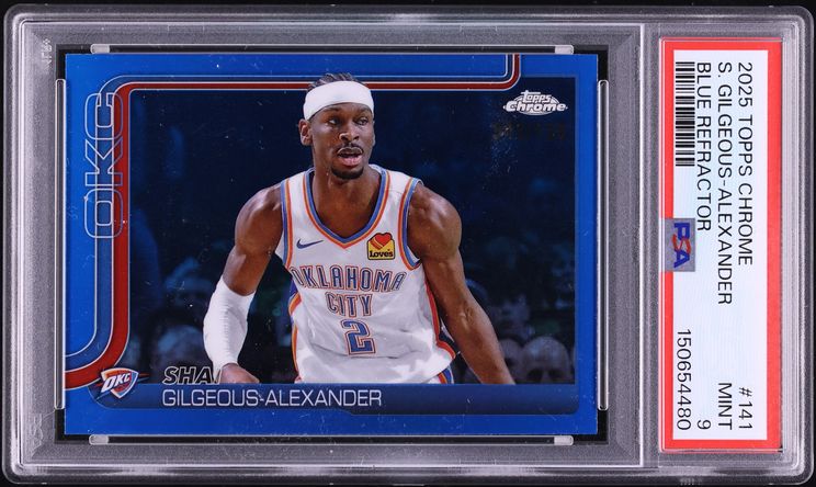 2025 Topps Chrome Blue Refractor Shai Gilgeous-Alexander /150 #141 PSA 9 MINT