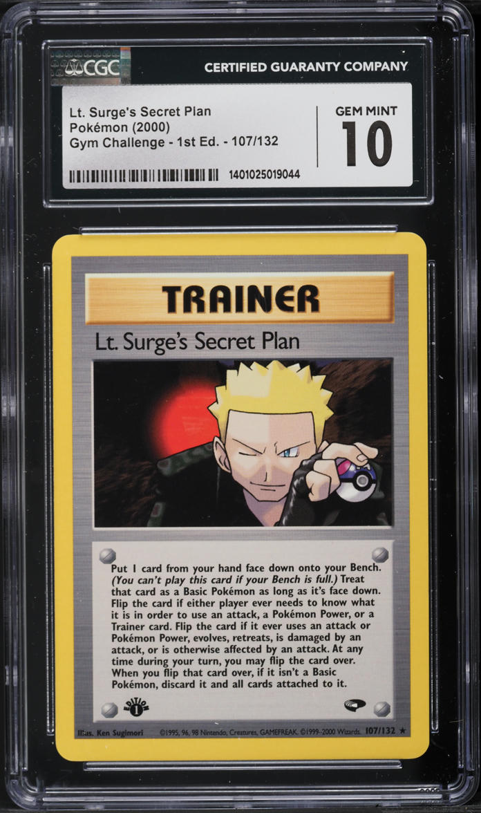 2000 Pokemon Gym Challenge 1st Edition Lt. Surge's Secret Plan #107 CGC 10 GEM