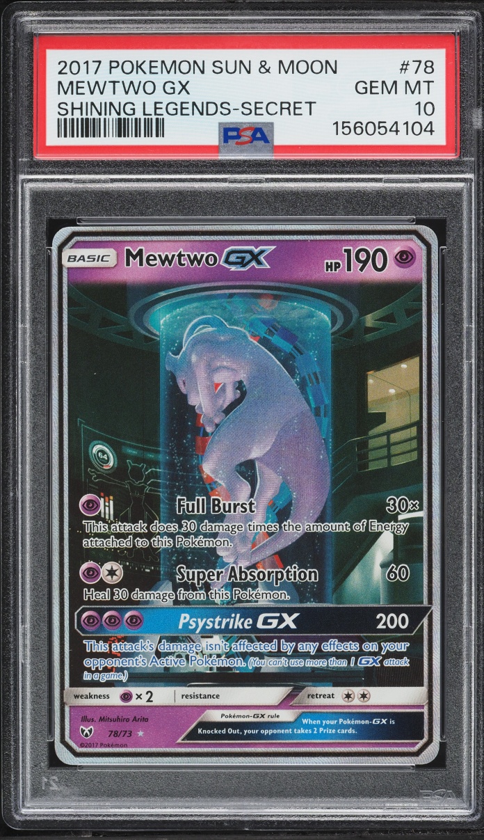 2017 Pokemon Sun & Moon Shining Legends Full Art Mewtwo GX #78 PSA 10 GEM MINT