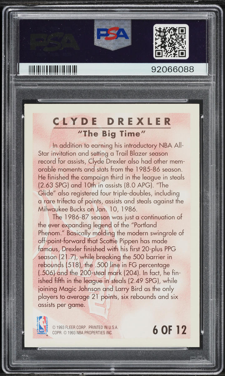 1993 Fleer Drexler Clyde Drexler AUTO DNA 8 #6 PSA 8 NM-MT