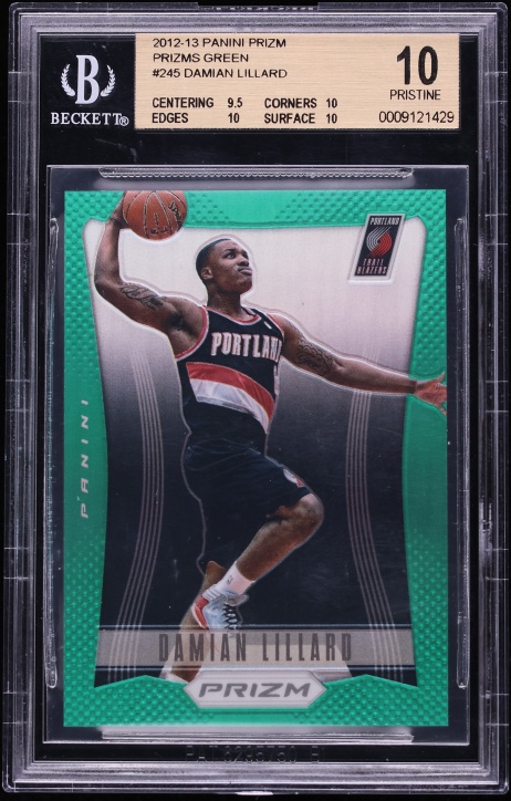 2012 Panini Prizm Green Damian Lillard ROOKIE #245 BGS 10 PRISTINE