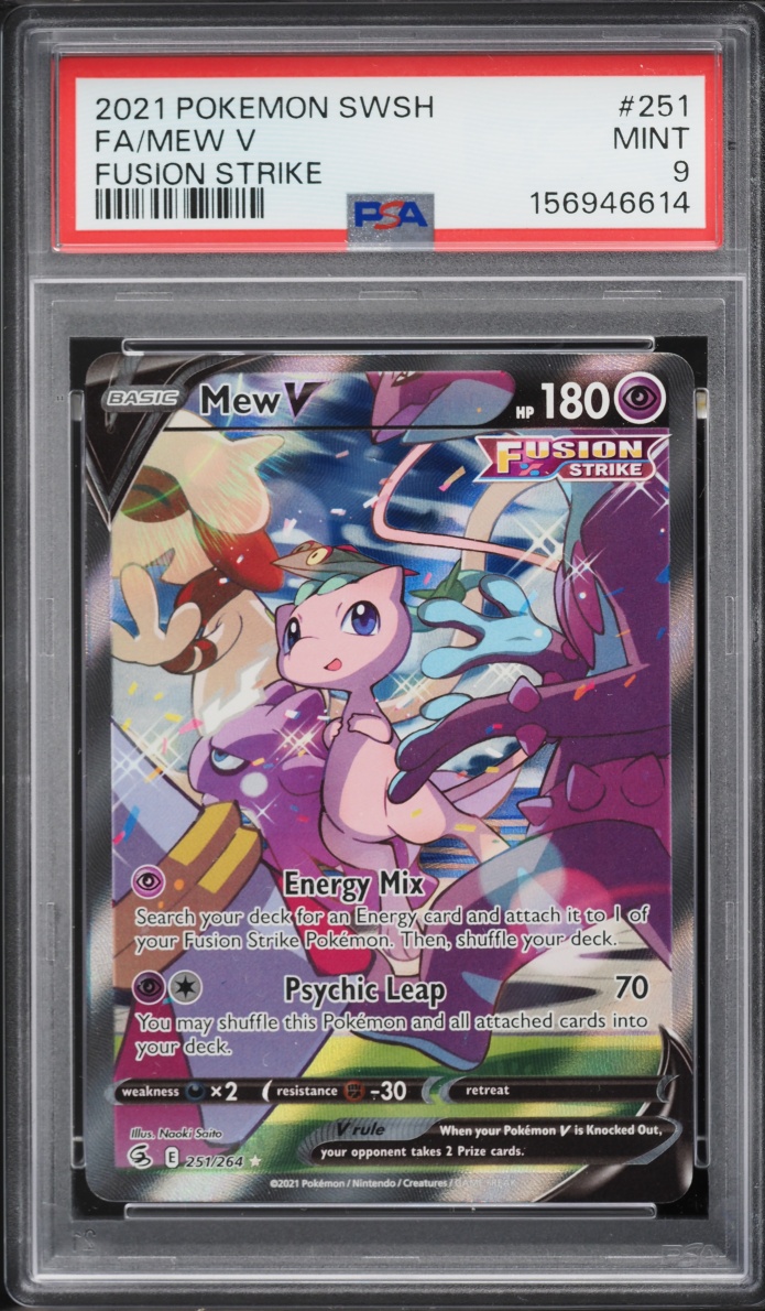 2021 Pokemon Sword & Shield Fusion Strike Full Art Mew V #251 PSA 9 MINT