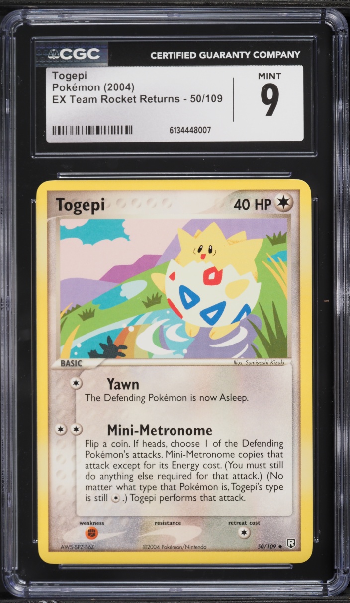 2004 Pokemon EX Team Rocket Returns Togepi #50 CGC 9 MINT