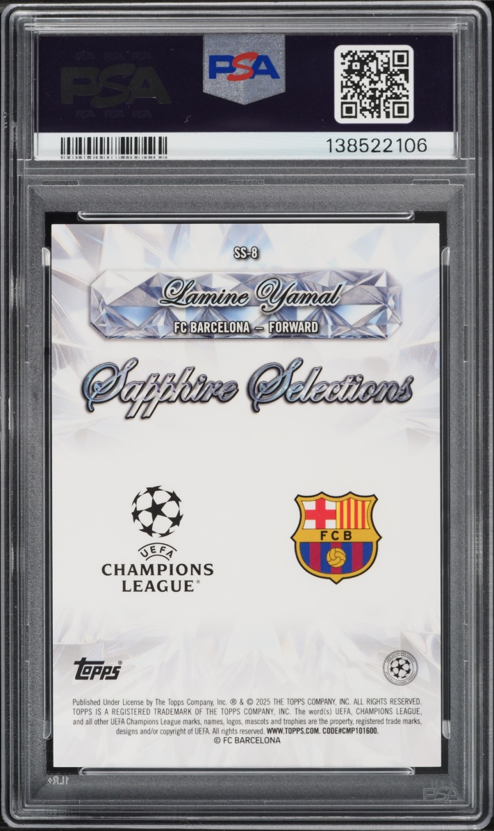 2024 Topps Chrome UEFA Club Competitions Sapphire Selections Red Lamine Yamal /5 #SS-8 PSA 9
