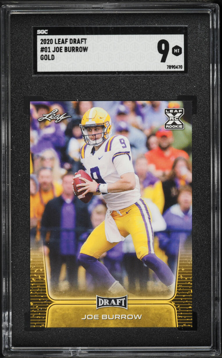 2020 Leaf Draft Gold Joe Burrow ROOKIE #01 SGC 9 MINT