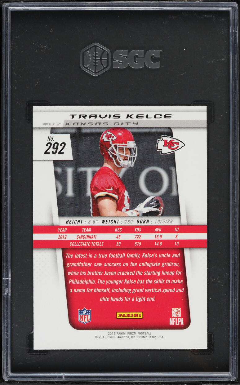 2013 Panini Prizm Travis Kelce ROOKIE #292 SGC 10 GEM MINT