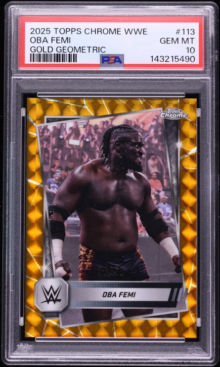 2025 Topps Chrome WWE Gold Geometric Oba Femi /50 #113 PSA 10 GEM MINT - Photo 1