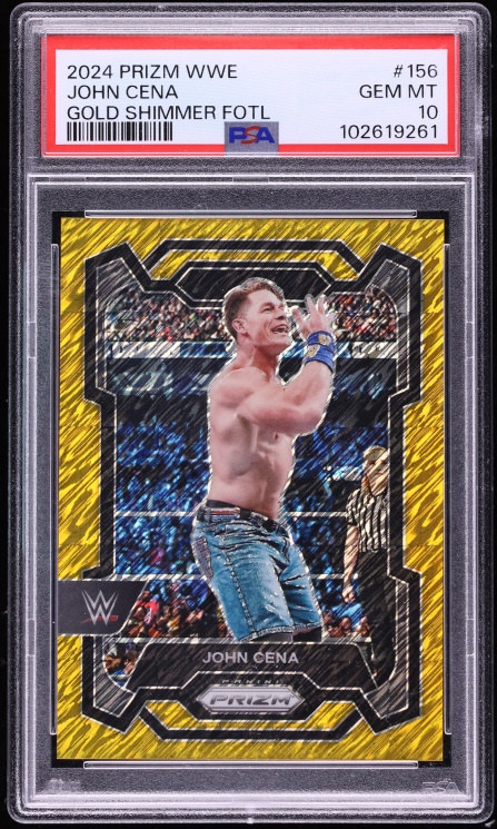2024 Panini Prizm WWE Gold Shimmer FOTL John Cena /5 #156 PSA 10 GEM MINT - Photo 1