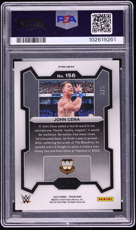 2024 Panini Prizm WWE Gold Shimmer FOTL John Cena /5 #156 PSA 10 GEM MINT - Photo 2
