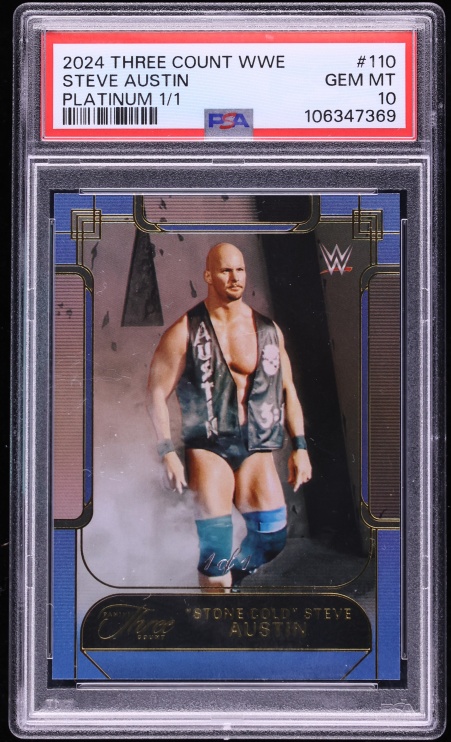 2024 Panini Three Count WWE Platinum Steve Austin 1/1 #110 PSA 10 GEM MINT - Photo 1