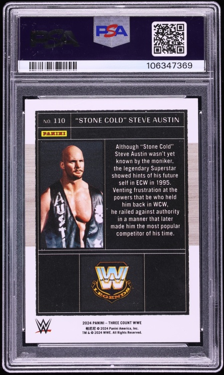 2024 Panini Three Count WWE Platinum Steve Austin 1/1 #110 PSA 10 GEM MINT - Photo 2