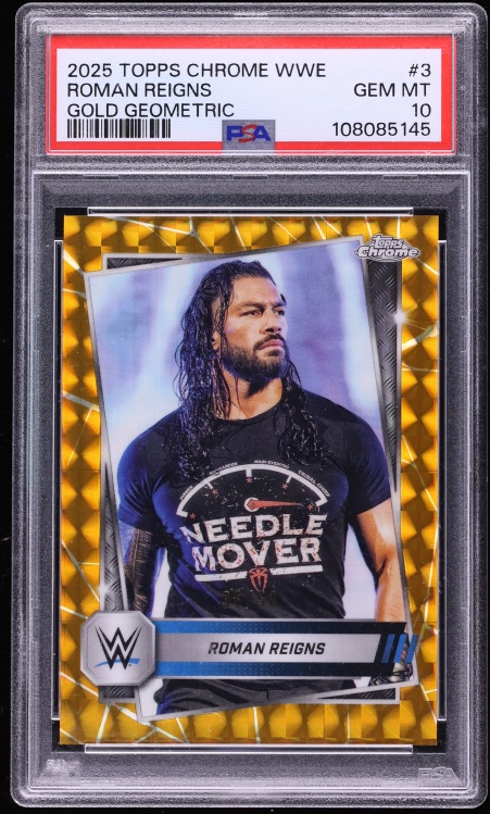 2025 Topps Chrome WWE Gold Geometric Roman Reigns /50 #3 PSA 10 GEM MINT - Photo 1