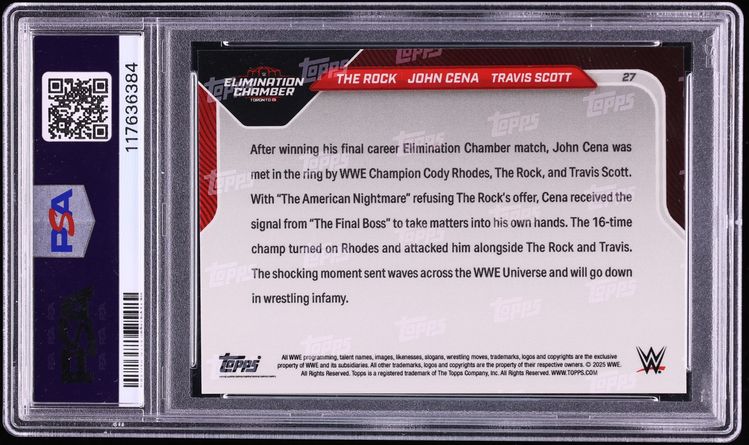 2025 Topps Now WWE Gold Foil /50 The Rock John Cena Travis Scott #27 PSA 10 GEM - Photo 2