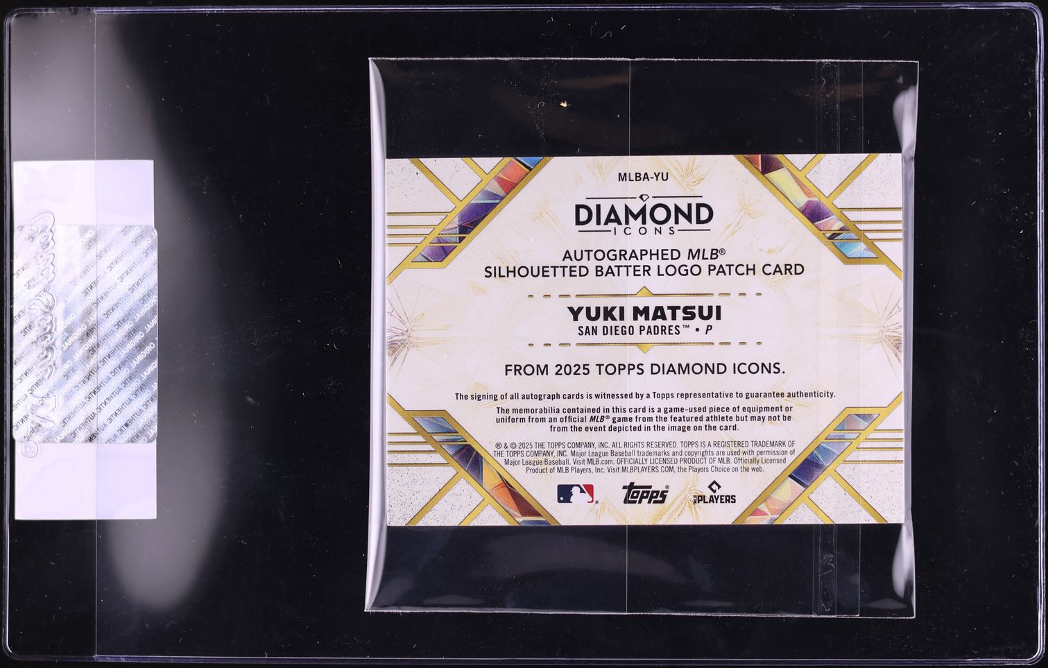 2025 Topps Diamond Icons MLB Logo Yuki Matsui PATCH AUTO 1/1 #MLBA-YU CGC AUTH