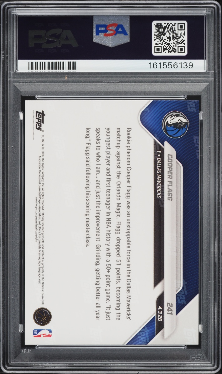 2025 Topps Now Cooper Flagg ROOKIE #241 PSA 10 GEM MINT