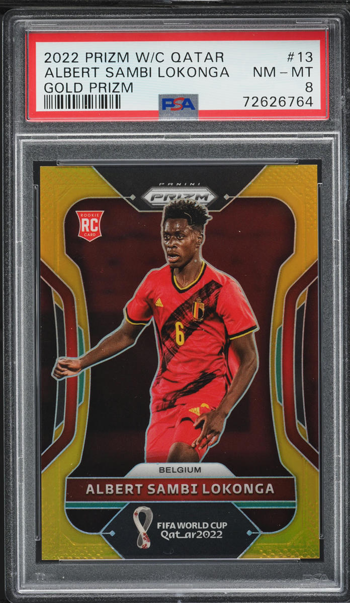 2022 Panini Prizm World Cup Qatar Gold Albert Sambi Lokonga ROOKIE /10 #13 PSA 8
