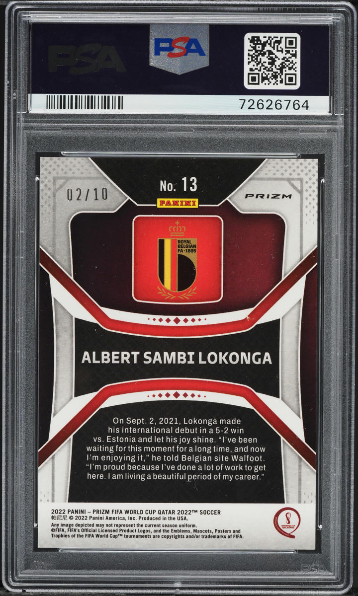 2022 Panini Prizm World Cup Qatar Gold Albert Sambi Lokonga ROOKIE /10 #13 PSA 8