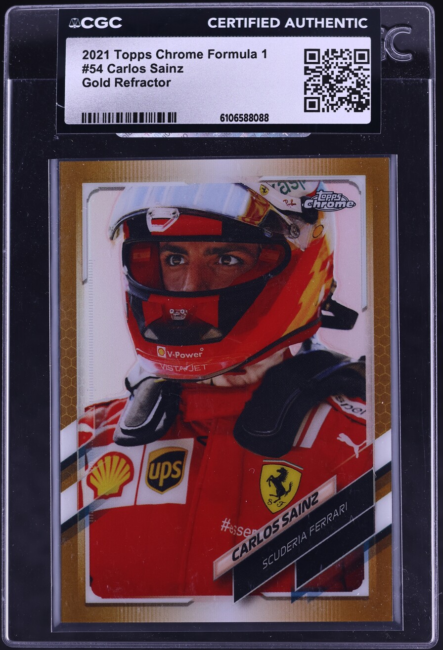 2021 Topps Chrome Formula 1 Gold Refractor Carlos Sainz /50 #54 CGC AUTH