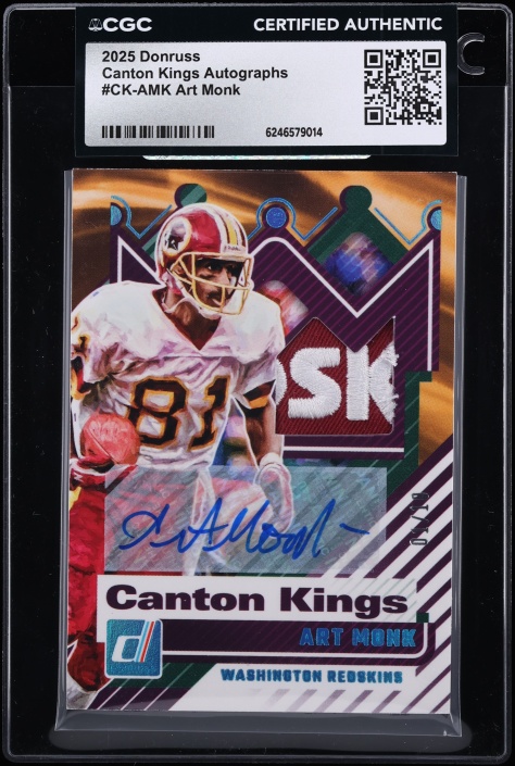 2025 Donruss Canton Kings Art Monk PATCH AUTO 1/10 #CK-AMK CGC AUTH