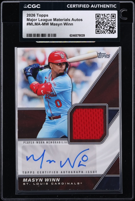 2026 Topps Major League Materials Masyn Winn PATCH AUTO #MLMA-MW CGC AUTH