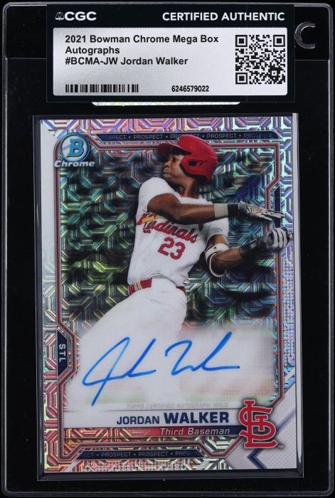 2021 Bowman Chrome Mega Box Jordan Walker PROSPECT AUTO #BCMA-JW CGC AUTH