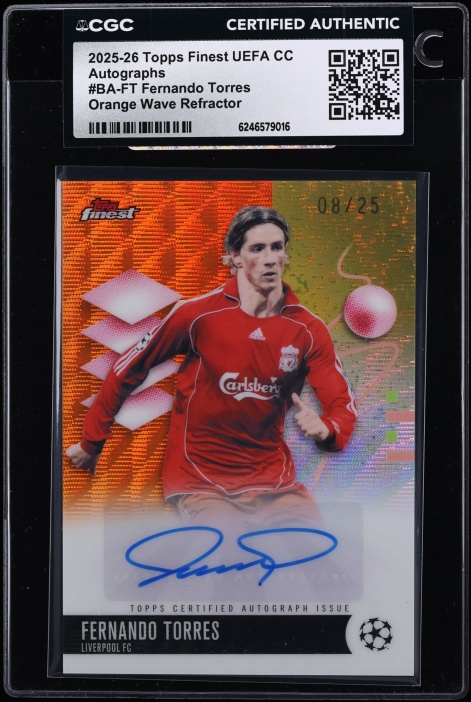 2025 Finest UEFA CC Orange Wave Refractor Fernando Torres AUTO /25 #BA-FT CGC AUTH