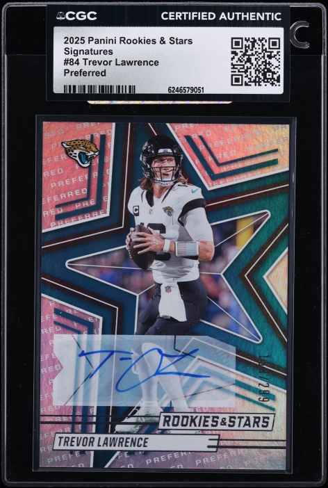 2025 Panini Rookies & Stars Preferred Trevor Lawrence ROOKIE AUTO /299 #84 CGC AUTH