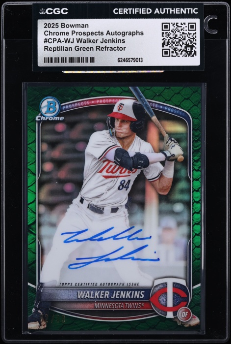 2025 Bowman Chrome Reptilian Green Refractor Walker Jenkins PROSPECT AUTO /99 #CPA-WJ CGC AUTH